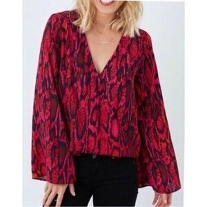 Eight Sixty Snake Print Twist Front Blouse Small